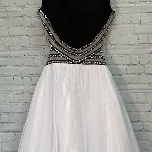 Blondie Nites Black and White Embellished A-line Dress